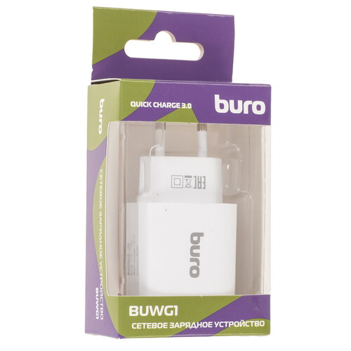 Купить Сетевое зарядное устройство Buro BUWG1 белый  9210786. Характеристики, отзывы и цены в Донецке