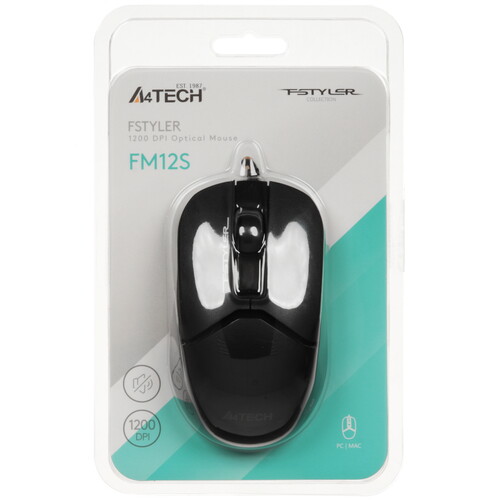 Купить Мышь проводная A4Tech Fstyler FM12S  черный  9280333. Характеристики, отзывы и цены в Донецке