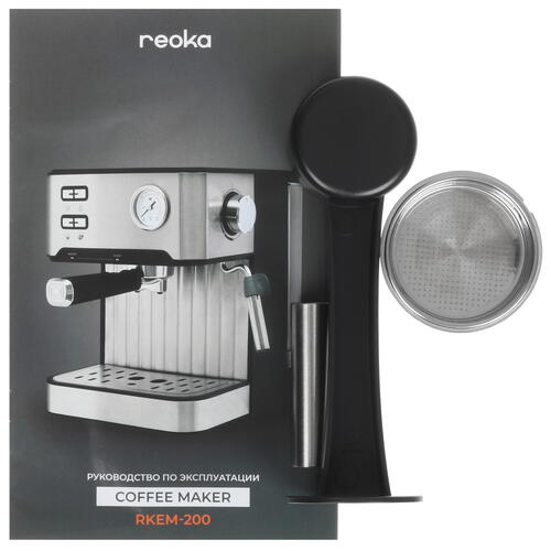Купить Кофеварка рожковая Reoka RKEM-200 серебристый  5051565. Характеристики, отзывы и цены в Донецке