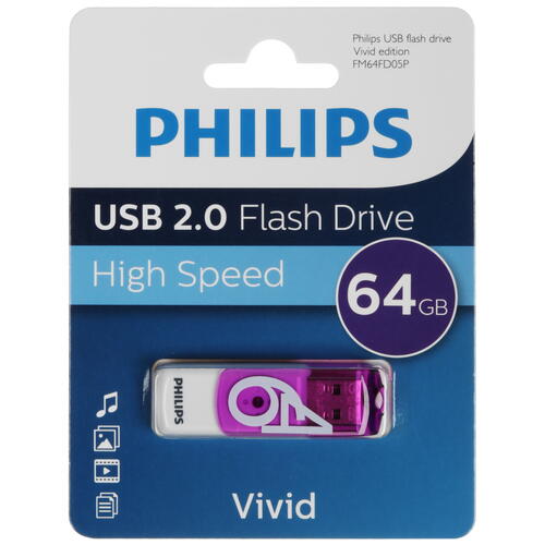 Купить Память USB Flash 64 ГБ PHILIPS VIVID2.0 [FM64FD05P/97]  5462998. Характеристики, отзывы и цены в Донецке