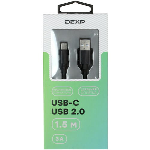 Купить Кабель круглый DEXP USB Type-C - USB 2.0 Type-A черный 1.5 м  4834200. Характеристики, отзывы и цены в Донецке