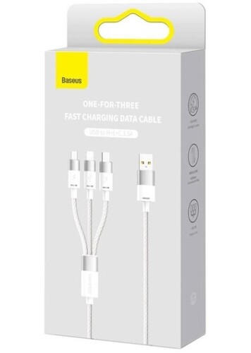 Купить Кабель круглый Baseus Lightning 8-pin, micro USB, USB Type-C - USB 2.0 Type-A белый 1.2 м  5627618. Характеристики, отзывы и цены в Донецке