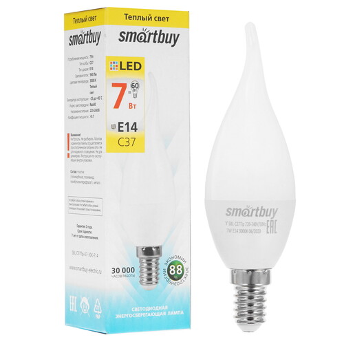 Купить Лампа светодиодная Smartbuy SBL-C37Tip-07-30K-E14  9105004. Характеристики, отзывы и цены в Донецке