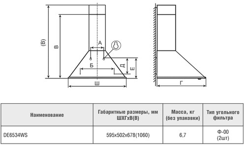 Купить Вытяжка каминная ELIKOR DE6534W белый/серебристый  1150079. Характеристики, отзывы и цены в Донецке