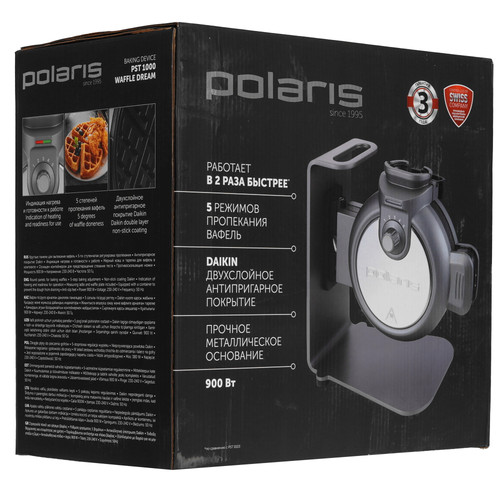 Купить Вафельница Polaris PST 1000 Waffle Dream серый  9323341. Характеристики, отзывы и цены в Донецке
