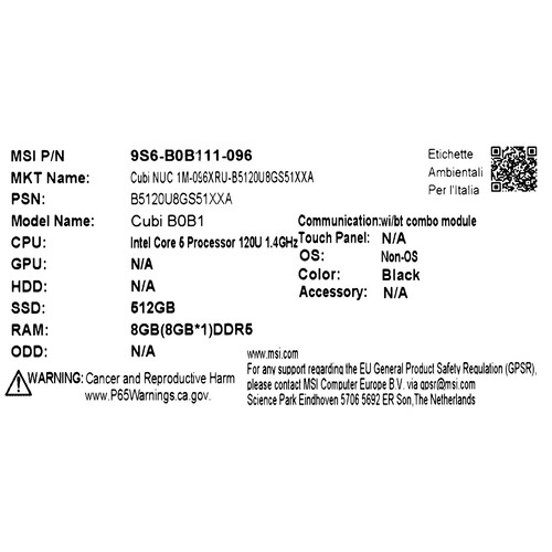 Купить Мини ПК MSI Cubi NUC 1M-096XRU  5485035. Характеристики, отзывы и цены в Донецке