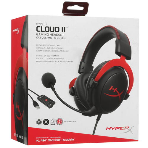 Купить Проводные наушники HyperX Cloud II красный 2022  5057625. Характеристики, отзывы и цены в Донецке