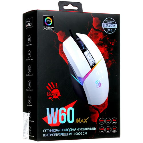 Купить Мышь проводная A4Tech Bloody W60 Max  белый  4733206. Характеристики, отзывы и цены в Донецке