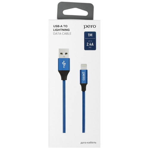 Купить Кабель круглый PERO Lightning 8-pin - USB 2.0 Type-A синий 1 м  5603566. Характеристики, отзывы и цены в Донецке