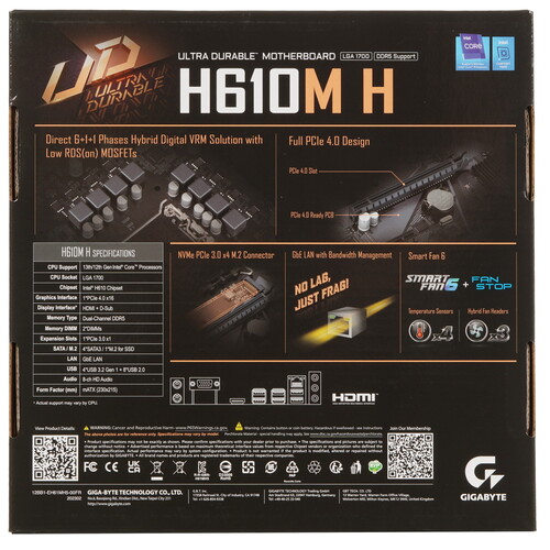 Купить Материнская плата GIGABYTE H610M H  5412339. Характеристики, отзывы и цены в Донецке
