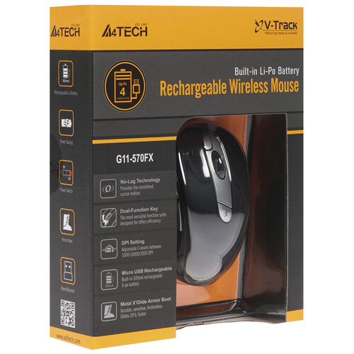 Купить Мышь беспроводная A4Tech G11-570FX-1  черный  1382815. Характеристики, отзывы и цены в Донецке