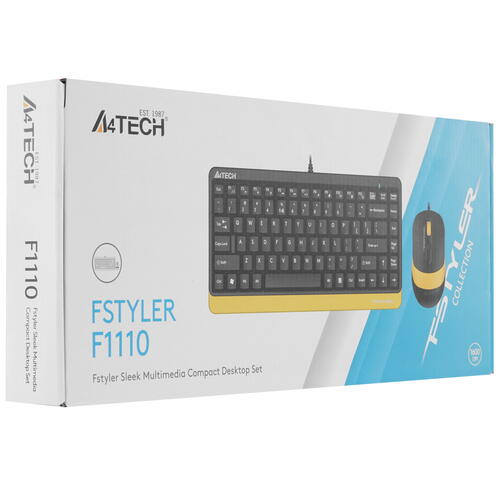 Купить Клавиатура+мышь  проводная  A4Tech Fstyler F1110 желтый  5424247. Характеристики, отзывы и цены в Донецке