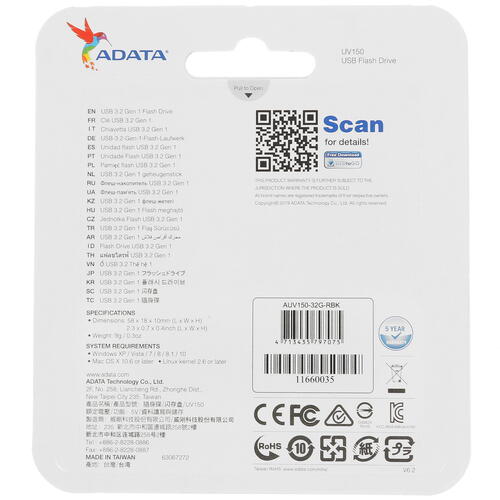 Купить Память USB Flash 32 ГБ ADATA UV150 [AUV150-32G-RBK]  1613204. Характеристики, отзывы и цены в Донецке