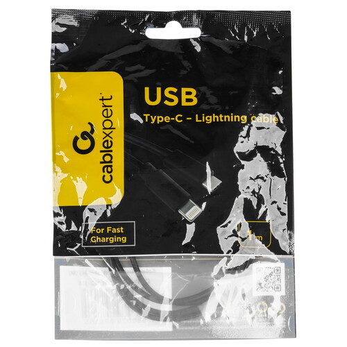 Купить Кабель круглый Cablexpert Lightning 8-pin - USB Type-C черный 1 м  5485429. Характеристики, отзывы и цены в Донецке