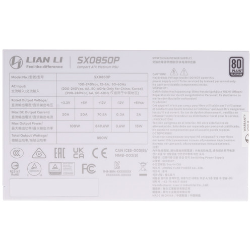 Купить Блок питания LIAN LI SX 850P [G9P.SX0850P.W000.RU] белый  5640715. Характеристики, отзывы и цены в Донецке