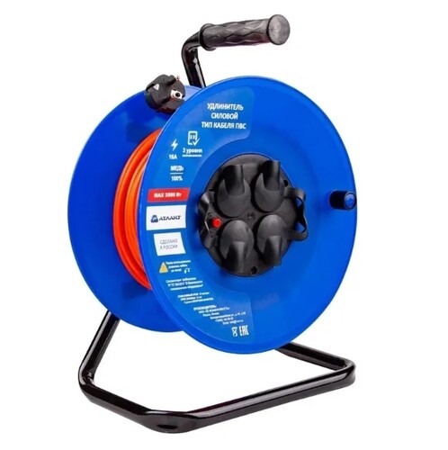 Купить Удлинитель силовой АТЛАНТ ПВС 3500 черный/синий  9121826. Характеристики, отзывы и цены в Донецке