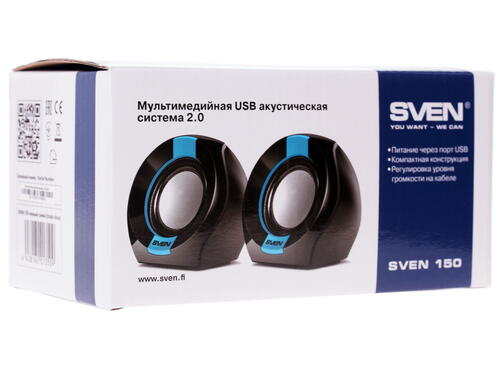 Купить Колонки SVEN 150 черный  1039714. Характеристики, отзывы и цены в Донецке