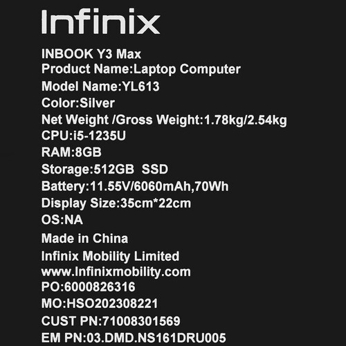 Купить 16" Ноутбук Infinix InBook Y3 MAX YL613 серебристый  5433675. Характеристики, отзывы и цены в Донецке
