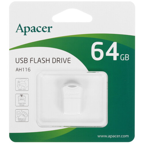 Купить Память USB Flash 64 ГБ Apacer AH116 [AP64GAH116W-1]  5456186. Характеристики, отзывы и цены в Донецке