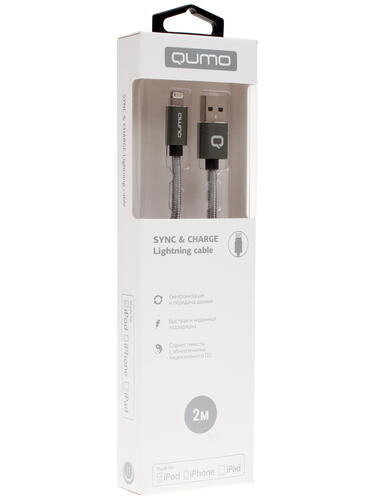 Купить Кабель круглый QUMO Lightning 8-pin MFI - USB 2.0 Type-A серый 2 м  1138751. Характеристики, отзывы и цены в Донецке