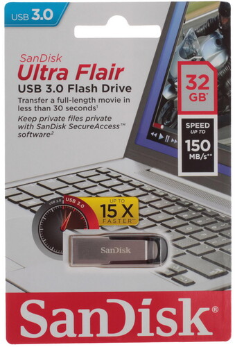 Купить Память USB Flash 32 ГБ SanDisk Ultra Flair [SDCZ73-032G-G46]  1094849. Характеристики, отзывы и цены в Донецке