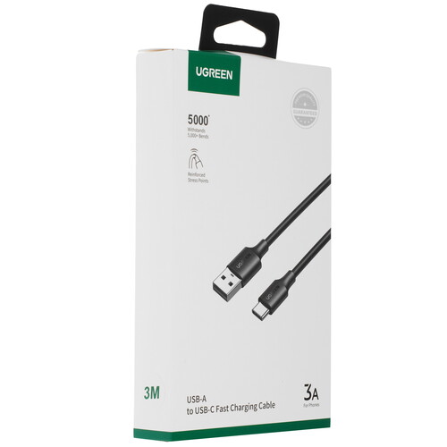 Купить Кабель круглый Ugreen USB Type-C - USB 2.0 Type-A черный 3 м  5601280. Характеристики, отзывы и цены в Донецке