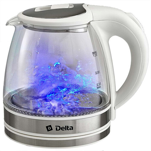 Купить Электрочайник DELTA DL-1121 белый  9233364. Характеристики, отзывы и цены в Донецке