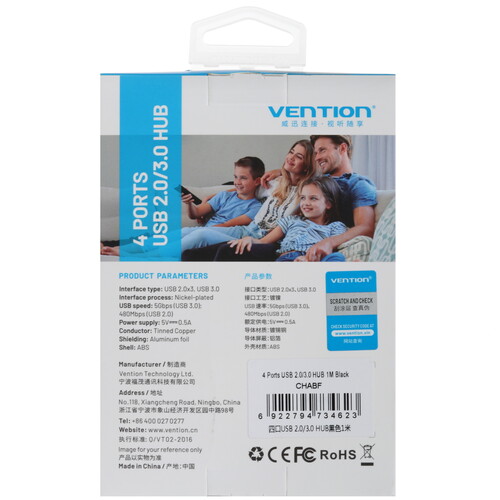 Купить USB-разветвитель Vention CHABF  9159612. Характеристики, отзывы и цены в Донецке