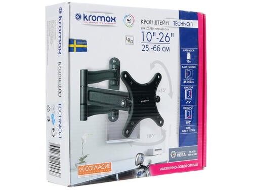 Купить Кронштейн для ТВ Kromax Techno-1 серый  1192150. Характеристики, отзывы и цены в Донецке