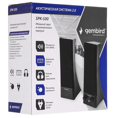 Купить Колонки Gembird SPK-500 черный  5356149. Характеристики, отзывы и цены в Донецке