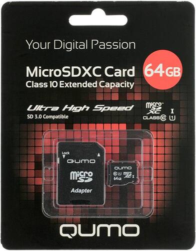 Купить Карта памяти QUMO microSDXC 64 ГБ [QM64GMICSDXC10U1]  0175865. Характеристики, отзывы и цены в Донецке