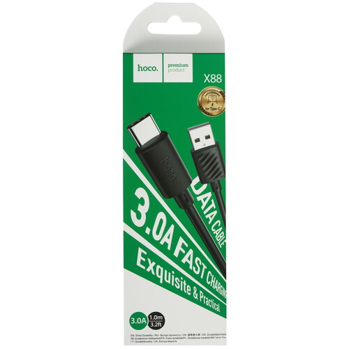 Купить Кабель круглый Hoco USB Type-C - USB 2.0 Type-A черный 1 м  5635352. Характеристики, отзывы и цены в Донецке