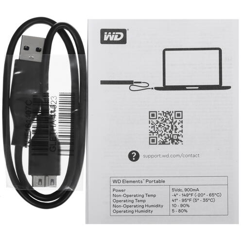 Купить 2 ТБ Внешний HDD WD Elements Portable [WDBUZG0020BBK-CESN]  5439566. Характеристики, отзывы и цены в Донецке