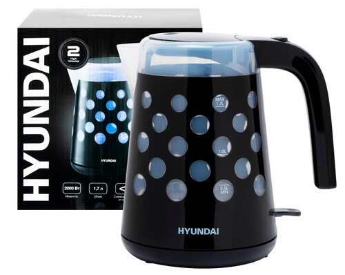 Купить Электрочайник Hyundai HYK-G2012 черный  5336097. Характеристики, отзывы и цены в Донецке