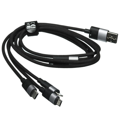 Купить Кабель круглый Baseus Lightning 8-pin, micro USB, USB Type-C - USB 2.0 Type-A черный 1.2 м  9167066. Характеристики, отзывы и цены в Донецке