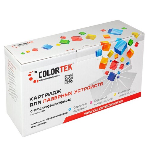 Купить Картридж лазерный Colortek C7115Х/Q2613Х/Q2624Х черный  5367053. Характеристики, отзывы и цены в Донецке