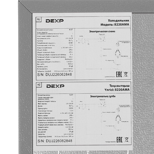 Купить Холодильник с морозильником   DEXP B220AMA серебристый  5049842. Характеристики, отзывы и цены в Донецке