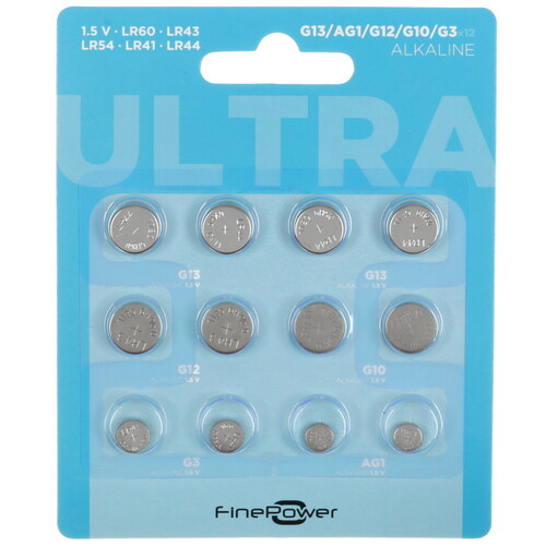 Купить Набор батареек FinePower Ultra LR41 (AG3/G3/LR736/392A/192), LR43 (AG12/G12/LR1142/386A/186), LR44 (AG13/G13/LR1154/357A/A76), LR54 (AG10/G10/LR1130/389A/189)  5081160. Характеристики, отзывы и цены в Донецке