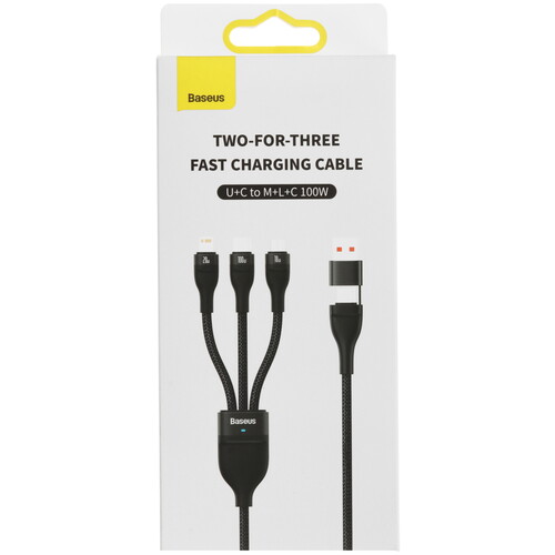 Купить Кабель круглый Baseus Lightning 8-pin, micro USB, USB Type-C - USB 2.0 Type-A, USB Type-C черный 1.2 м  9167179. Характеристики, отзывы и цены в Донецке