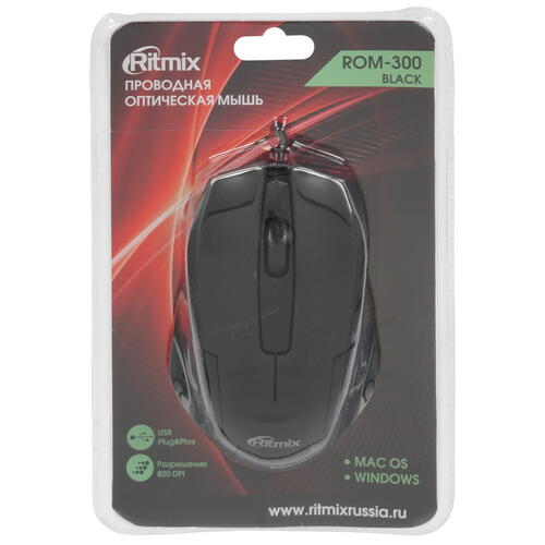 Купить Мышь проводная Ritmix ROM-300 черный  4876728. Характеристики, отзывы и цены в Донецке