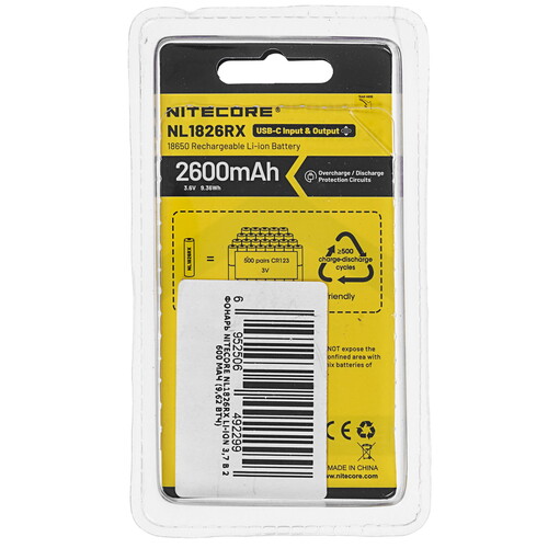 Купить Аккумулятор NITECORE NL1826RX 2600 мА*ч  9170787. Характеристики, отзывы и цены в Донецке