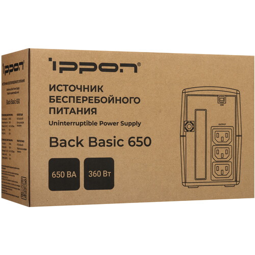 Купить ИБП Ippon Back Basic 650  5624031. Характеристики, отзывы и цены в Донецке