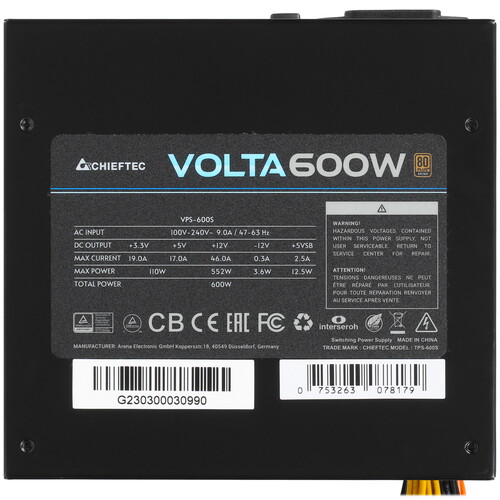 Купить Блок питания Chieftec Volta VPS-600S [VPS-600S] черный  5094936. Характеристики, отзывы и цены в Донецке