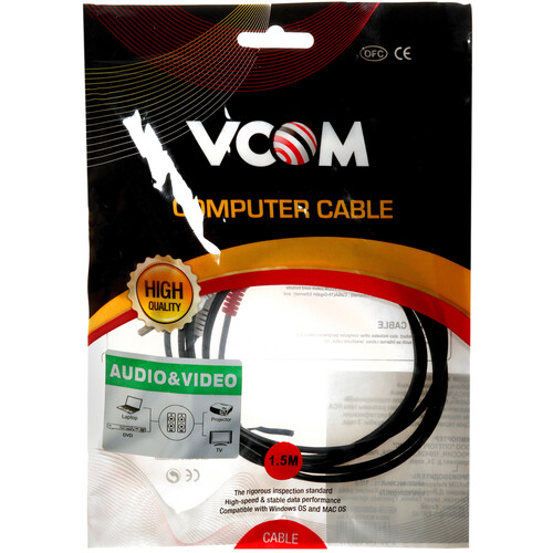 Купить Кабель   VCOM 2RCA - 2RCA черный  5602640. Характеристики, отзывы и цены в Донецке