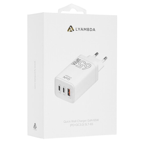 Купить Сетевое зарядное устройство Lyambda SLT-65 белый  5479516. Характеристики, отзывы и цены в Донецке