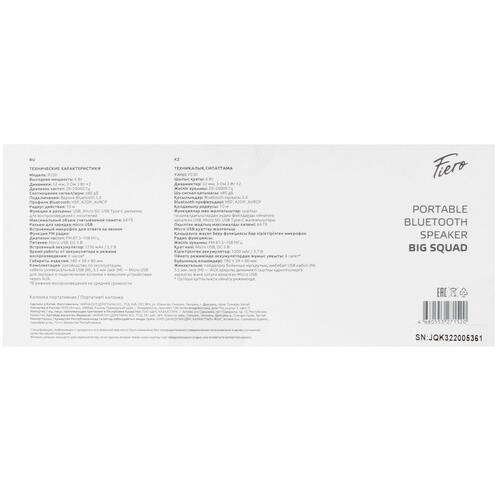 Купить Портативная колонка Fiero BIG Squad P230, черный  5416940. Характеристики, отзывы и цены в Донецке