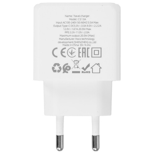 Купить Сетевое зарядное устройство Hoco CS13A белый  9237890. Характеристики, отзывы и цены в Донецке