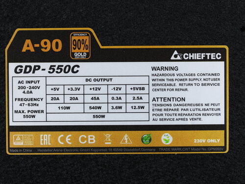 Купить Блок питания Chieftec A-90 550W  1215323. Характеристики, отзывы и цены в Донецке