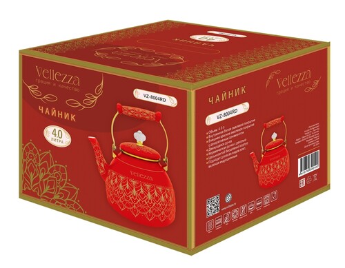 Купить Чайник для плиты VELLEZZA Empire Red VZ-8004RD красный  9185801. Характеристики, отзывы и цены в Донецке