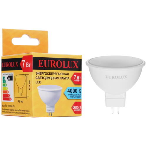 Купить Лампа светодиодная Eurolux LL-E-MR16-7W-230-4K-GU5.3  5401709. Характеристики, отзывы и цены в Донецке